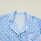 Sky Blue Dotted Print Soft Short Pajama Set