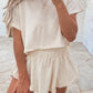 Black 2pcs Cropped Tee and Ruffle High Waist Skort Set