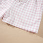 Pink Plaid Baggy Pullover Drawstring Casual Shorts 2pcs Outfit
