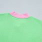 Green Color Block Accent Half Zip Top Athleisure Shorts Set