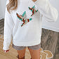 White Drop Shoulder Round Neck Long Sleeve Pullover Sweater