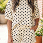 Green Polka Dot Oversized Top Drawstring Short Set