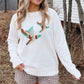 White Drop Shoulder Round Neck Long Sleeve Pullover Sweater