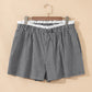 Khaki Contrast Trim Plaid Print Plus Size Shorts