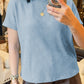 Sea Green Waffle Textured Knit Dolman Short Sleeve Loose Top
