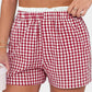 Khaki Contrast Trim Plaid Print Plus Size Shorts