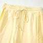 Yellow Cream Eyelet Embroidered Lace Patchwork Cropped Pullover Drawstring Pants Set