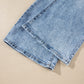 Beau Blue Acid Wash Pocket Detail Flare Jeans