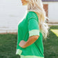 Mint Green Loose Uneven Hem Twist Ribbed T Shirt