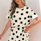 White Polka Dot Short Sleeve Top Casual Skort 2pcs Outfit