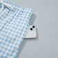 Pink Plaid Baggy Pullover Drawstring Casual Shorts 2pcs Outfit