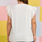 White Eyelet Crochet Splicing Short Sleeve Plus Size Tee