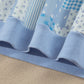 Sky Blue Patchwork Floral Print Drop Shoulder Baggy Pullover Drawstring Shorts Set