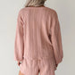 Gossamer Pink Cable Knit V Neck Cardigan Shorts Set