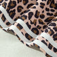 Beige Leopard Print Side Striped Detail Casual Wide Leg Pants