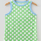 Green Polka Dot Contrast Trim Round Neck Loose Tank Top