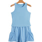 Dark Blue Ribbed Slim Tank Pocketed Wide Leg Shorts Set