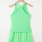 Sky Blue Slim Tank Top Elastic Waist Mini Skort 2pcs Outfit