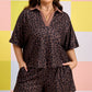 Brown Plus Size Leopard Short Set