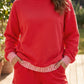 Carrot Gingham Trim Baggy Pullover 2pcs Short Set