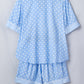 Sky Blue Dotted Print Soft Short Pajama Set