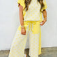 Sky Blue Color Block Patchwork Polka Dot Wide Leg Pant Set
