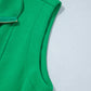 Bright Green Sleeveless Zip Front Scallop Hem Mini Dress