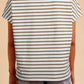 Khaki Stripe Leopard Patchwork Round Neck Loose T Shirt