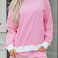 Sky Blue Stripe Oversize Mock Neck Sweatshirt and Shorts Set