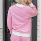 Sky Blue Stripe Oversize Mock Neck Sweatshirt and Shorts Set