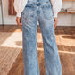 Beau Blue Acid Wash Pocket Detail Flare Jeans