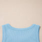 Dark Blue Ribbed Slim Tank Pocketed Wide Leg Shorts Set