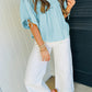 Yellow Cream Tie Half Sleeve Pleated Detail Babydoll Blouse
