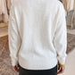 White Drop Shoulder Round Neck Long Sleeve Pullover Sweater