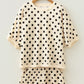 Green Polka Dot Oversized Top Drawstring Short Set