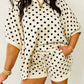 Green Polka Dot Oversized Top Drawstring Short Set