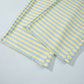 Yellow Stripe Colorblock Trim Crew Neck Loose Tee Drawstring Elastic Waist 2pcs Pant Set