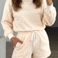 Pink Plaid Baggy Pullover Drawstring Casual Shorts 2pcs Outfit