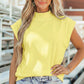 Yellow Solid Color High Neck Cap Sleeve Loose Top