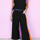 Navy Blue Color Block Detail Casual Two-piece Set