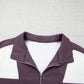 Prussian Blue Exposed Seam Detail Half Sleeve Top Elastic Waist Shorts 2pcs Set