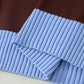 Sky Blue Stripe Striped Short Sleeve Round Neck Casual Knit Top