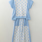 Sky Blue Color Block Patchwork Polka Dot Wide Leg Pant Set