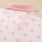 Pink Polka Dot Drop Shoulder Polo Loose Pullover Patch Pocket Casual Shorts Set