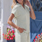 Purple Stripe Dolman Sleeve Polo Shirt and Drawstring Shorts Set