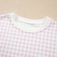 Pink Plaid Baggy Pullover Drawstring Casual Shorts 2pcs Outfit