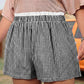 Khaki Contrast Trim Plaid Print Plus Size Shorts