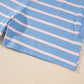 Sky Blue Stripe V Neck Short Sleeve Double Wear Loose Romper