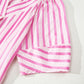 Pink Stripe V Neck Short Sleeve Shift Long Dress