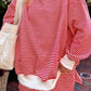Sky Blue Stripe Oversize Mock Neck Sweatshirt and Shorts Set